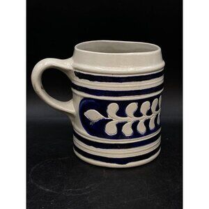 Colonial Williamsburg Pottery Cobalt Blue Large Beer Pitcher Mug Salt Glaze 5.5”